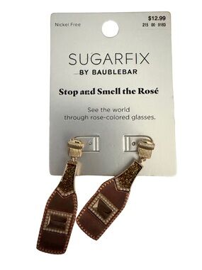 Sugar Fix Rose Gold Champagne Bottle Drop Earrings & Star Stud Lot